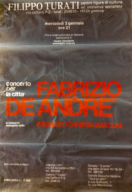 Manifesto del concerto di Fabrizio De André e Pfm