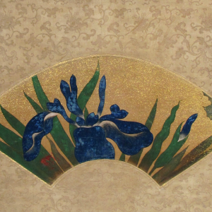 Iris kakitsubata fan-shaped painting - Chiossone Museum, Genoa