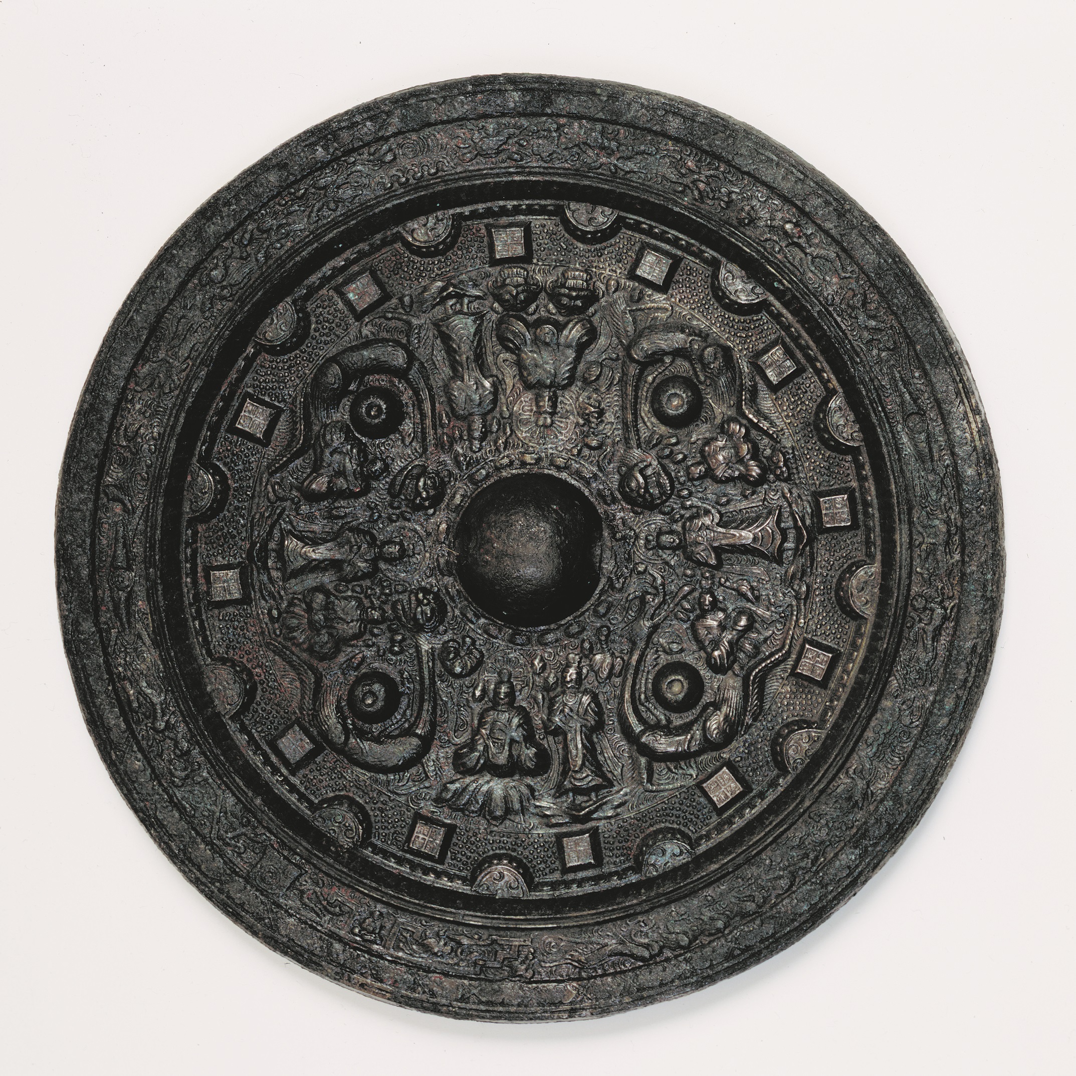 Mirror with Animals and Buddhist Gods Mirror with Animals and Buddhist Gods