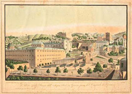 Veduta della Piazza dell’Acqua Verde in Genova presa dal campanile di S. Giovanni