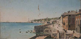 Veduta del porto verso la Lanterna con i bastioni e la Chiesa di San Teodoro 
