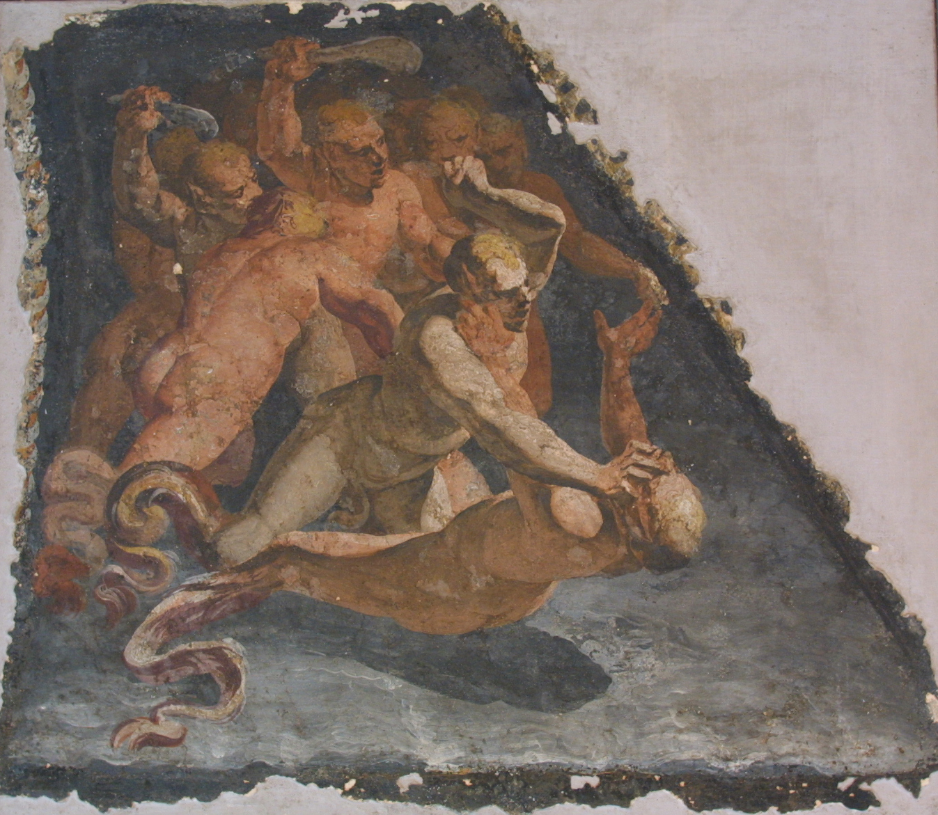 Luca Cambiaso, affresco, "Lotta di tritoni"