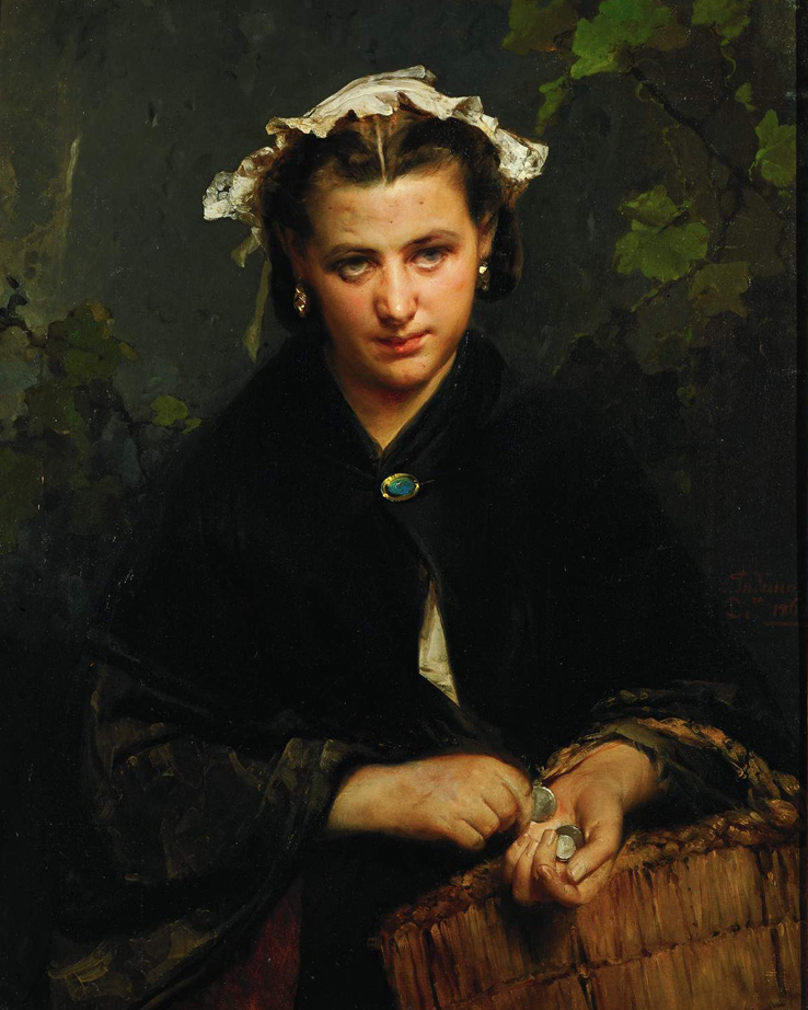 Una ragazza che fa il conto della spesa, 1862