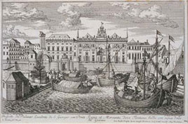 Il Ponte Reale, il Ponte nuovo della Mercanzia e il Palazzo di San Giorgio visti dal mare