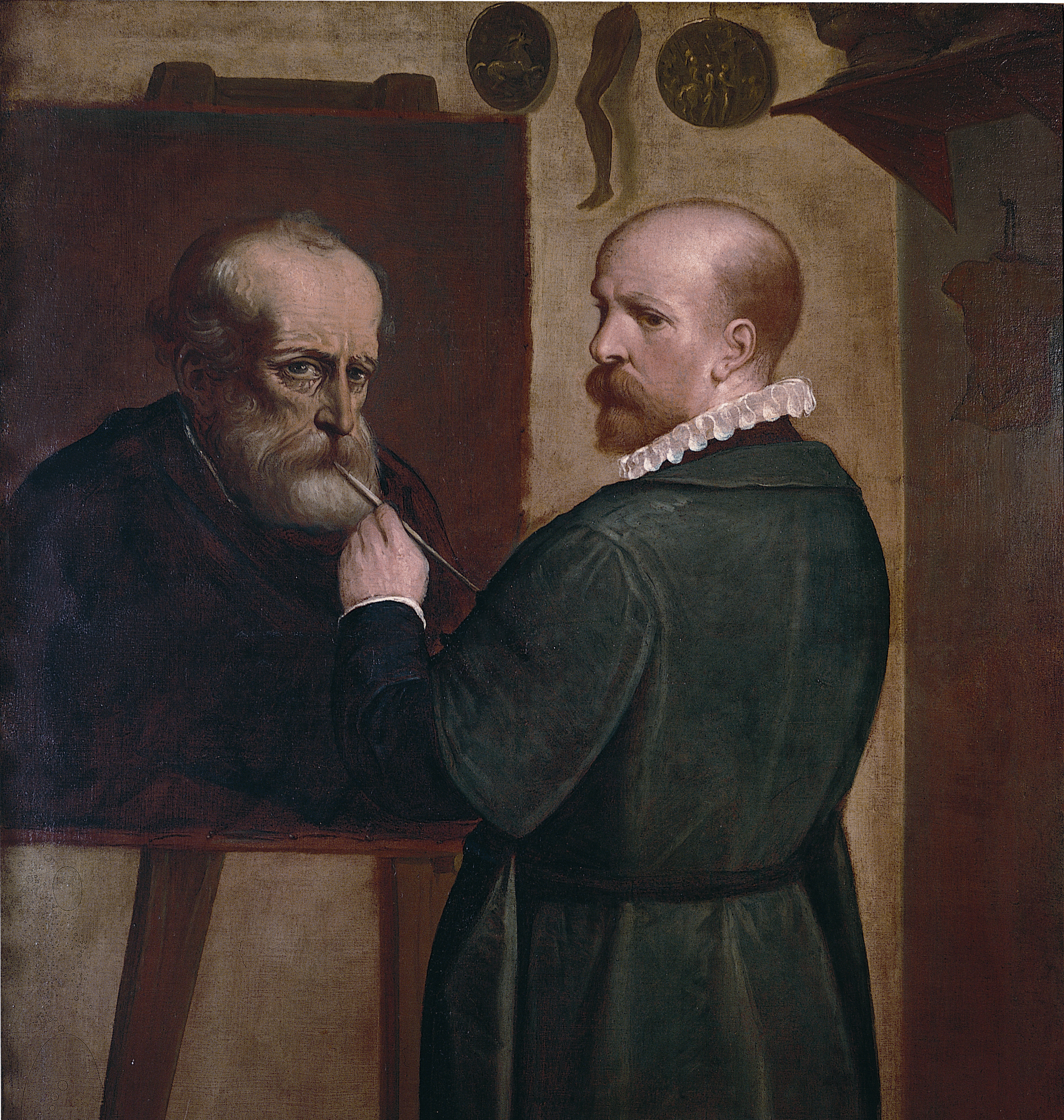 Autoritratto del pittore in atto di dipingere il ritratto del padre (circa 1570) Autoritratto del pittore in atto di dipingere il ritratto del padre (circa 1570)