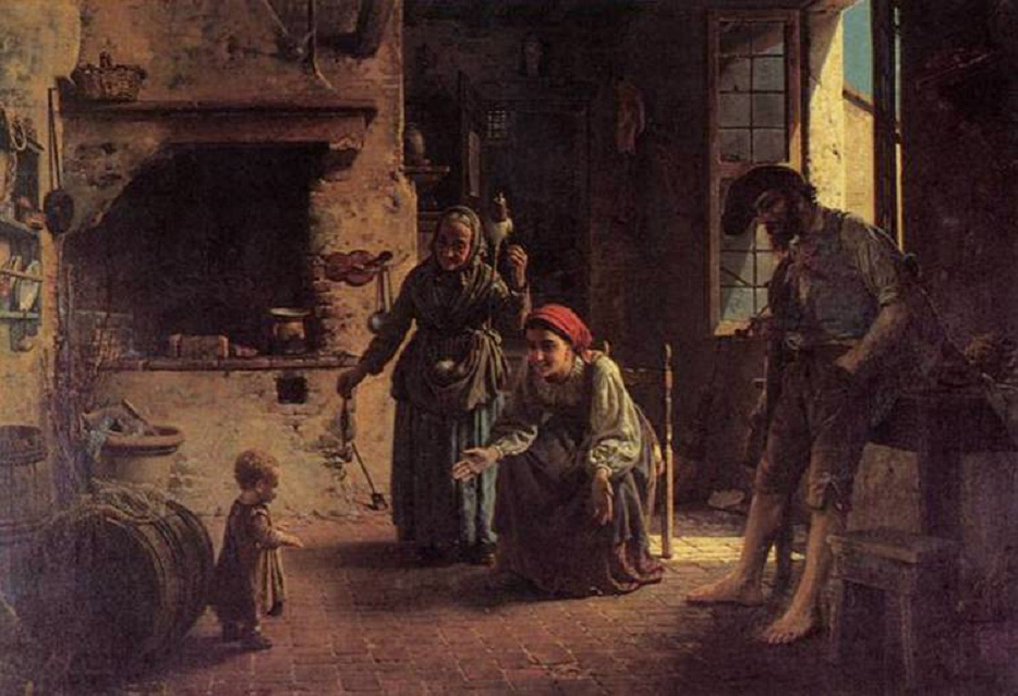 Una scena domestica. Primi passi, 1865