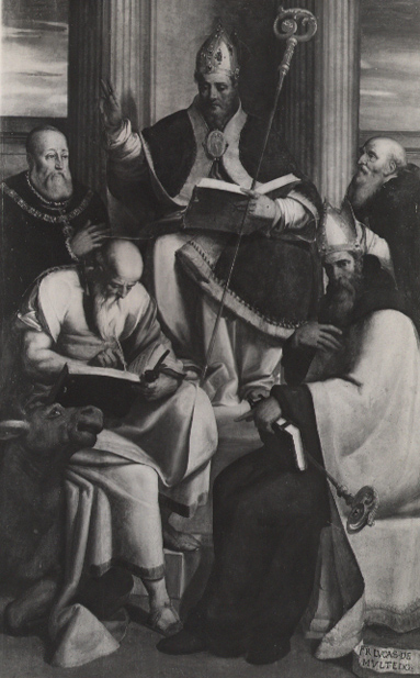 Santi Luca, Basilio, Agostino e Antonio Abate con il committente Antonio Doria