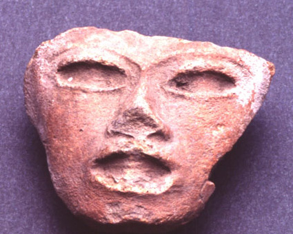 Testina antropomorfa (parte di figurina intera), V - VI secolo d.C. (Teotihuacán III), Messico 