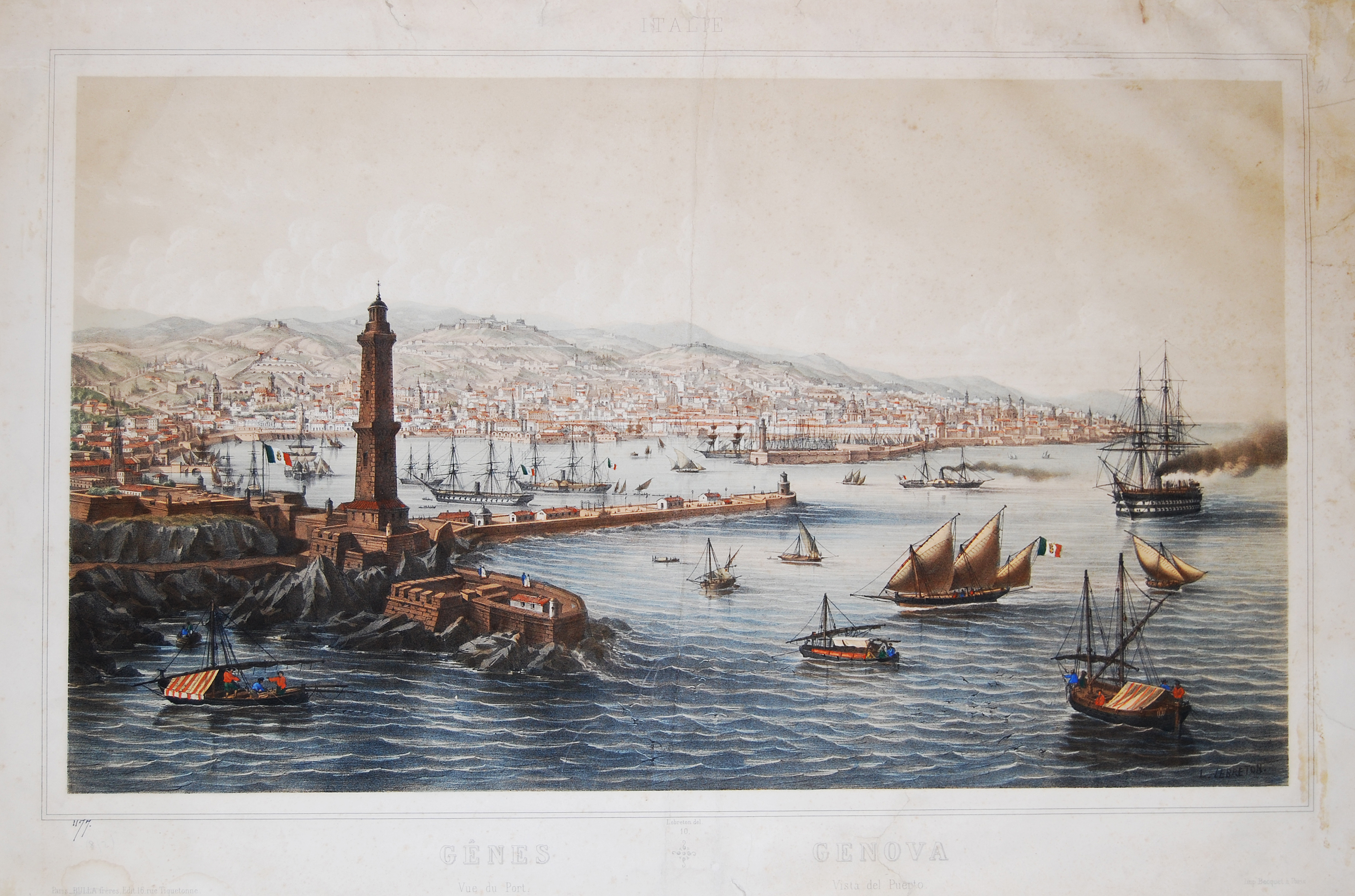 Veduta della città e del porto di Genova