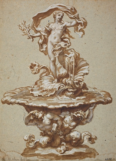 Fontana con Venere su un delfino retto da tritoni