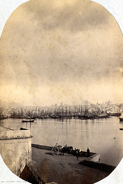 Il porto di Genova nel 1865: particolare della Darsena