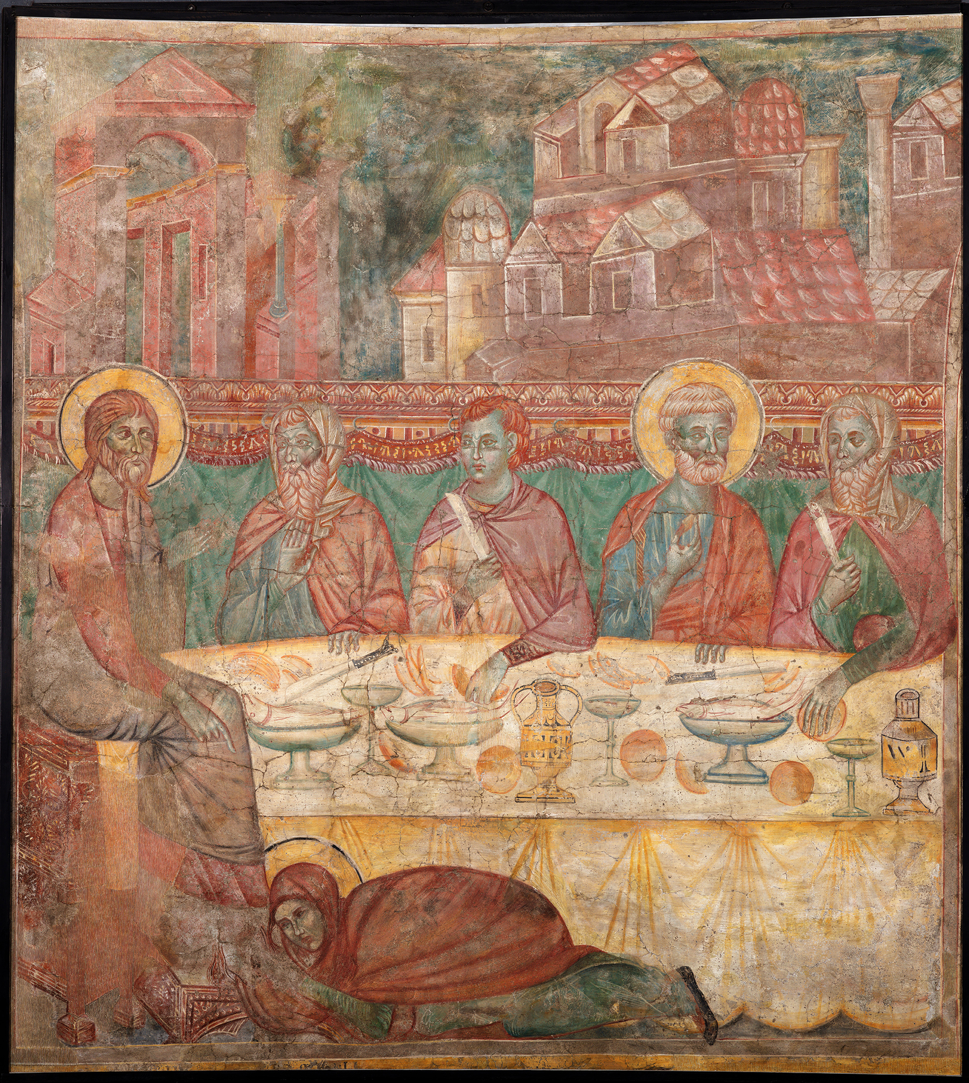 Manfredino da Pistoia, affresco, "Cena in casa di Simone"