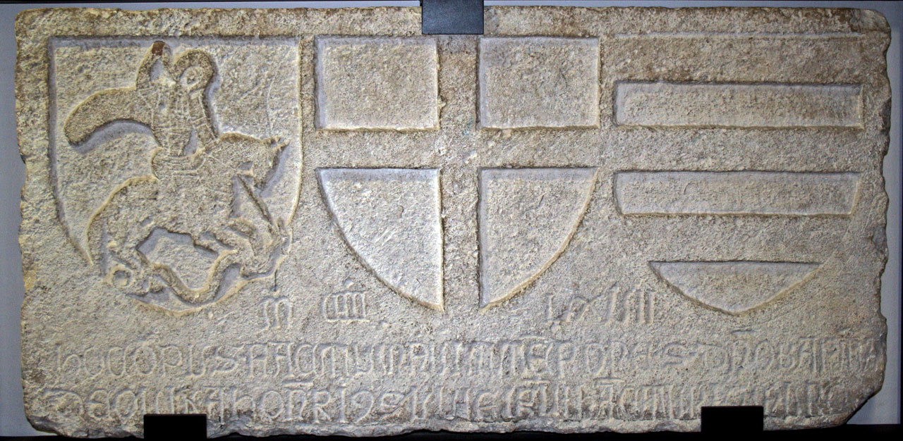 Plaque with the coat of arms of San Giorgio, Genoa and the Lercari family