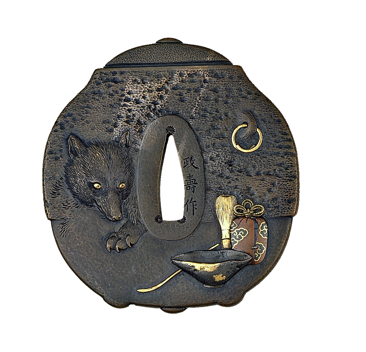 Tsuba with tanuki design