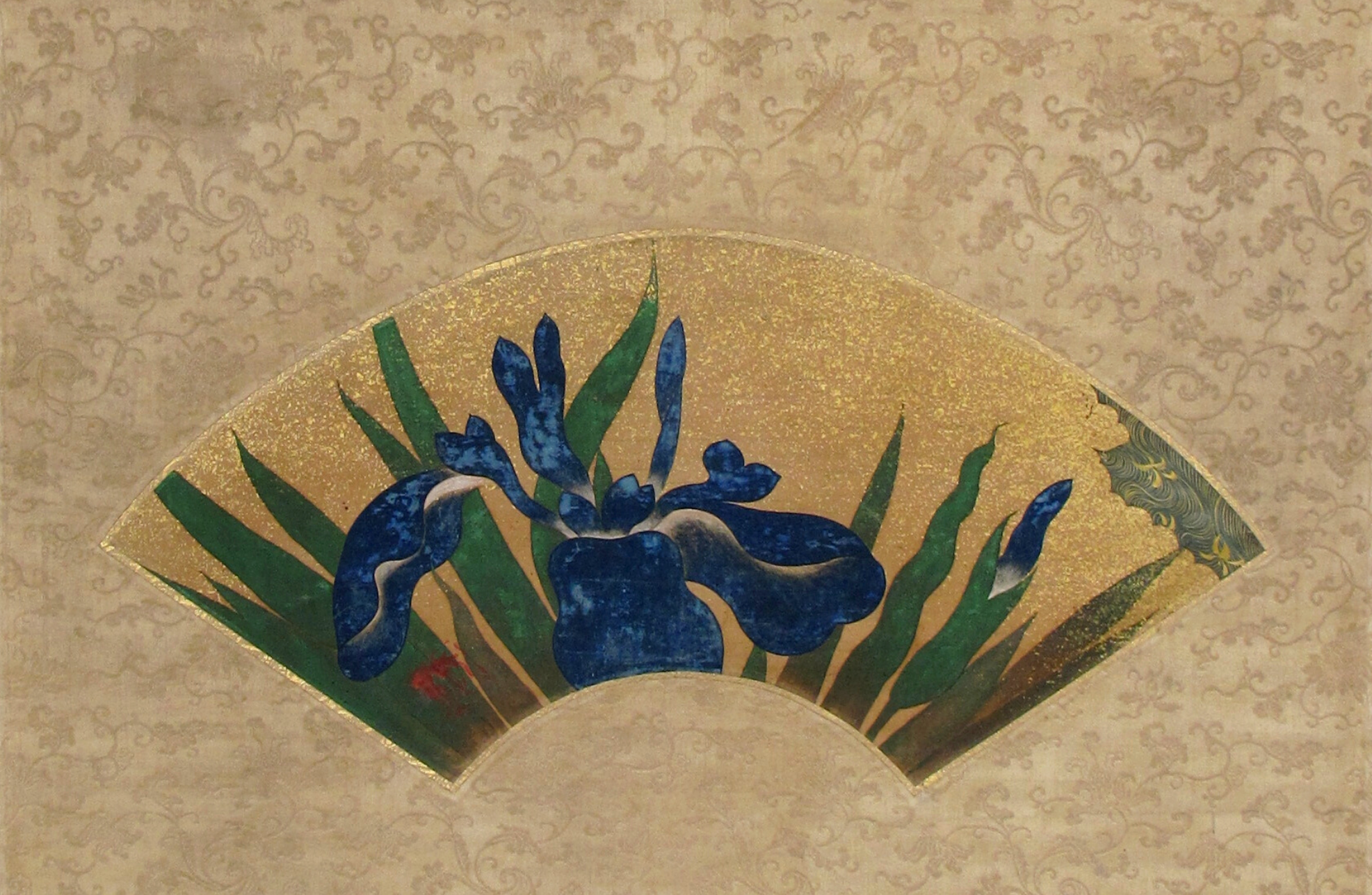 Iris kakitsubata fan-shaped painting - Chiossone Museum, Genoa