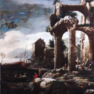 Paesaggio con pescatori e rovine