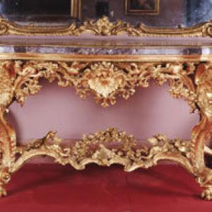 Tavolo da muro con piano di ametista
