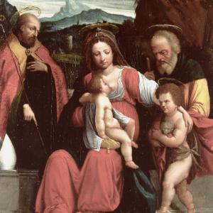 Sacra Famiglia con San Giovannino e un Santo Vescovo
