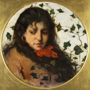 Woman with ivy