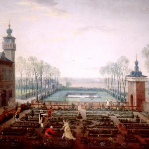 Paesaggio con viale alberato 