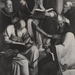 Santi Luca, Basilio, Agostino e Antonio Abate con il committente Antonio Doria