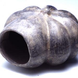 Fruit-shaped vase (annona cherimolia) with wide lateral opening
