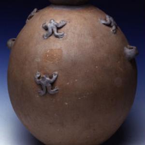 Ovoid vessel with applied tree frogs, 1000 - 1100 A.D. (Chancay)