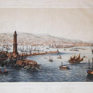 Veduta della città e del porto di Genova