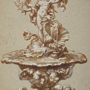 Fontana con Venere su un delfino retto da tritoni