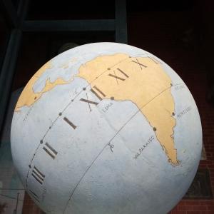 Globular marble sundial after restoration