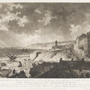 Veduta della Riva dritta del porto di Genova durante la burrasca memorabile  del 25 dicembre 1821