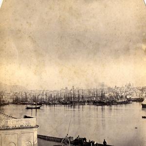 Il porto di Genova nel 1865: particolare della Darsena