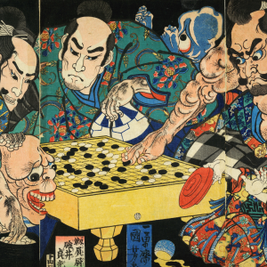Utagawa Kuniyoshi, I tre vassalli di Yorimitsu aggrediti da demoni mentre giocano