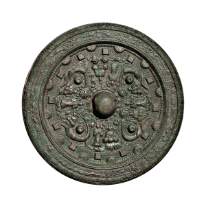 Mirror with four bosses, four animals and ten Buddhist deities, gift of Atsushi Saisho to Edoardo Chiossone,