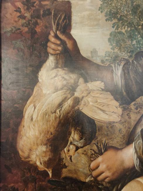 Dettaglio del quadro "Scena di mercato" di Joachim Beuckelaer